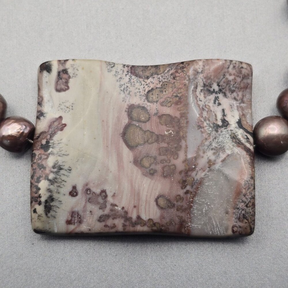 Peacock Baroque Pearl Purple Agate Pendant Sterling Silver Necklace 16" - Picture 8 of 12